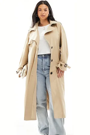 ONLY Longline trench coat in beige
