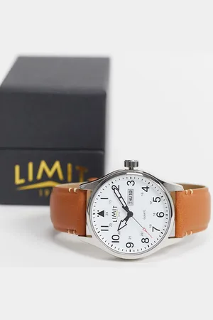 Limit Faux mens leather watch in with date dial