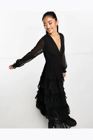 Miss Selfridge Dobby chiffon ruffle tiered maxi dress in