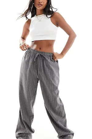 In The Style X Perrie Sian wide leg drawstring trouser in pinstripe