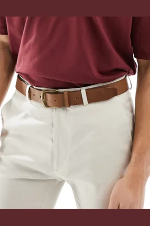 ASOS Leather belt with burnished gold buckle in vintage