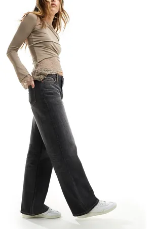 Weekday Ample low waist loose fit straight leg jeans in ash