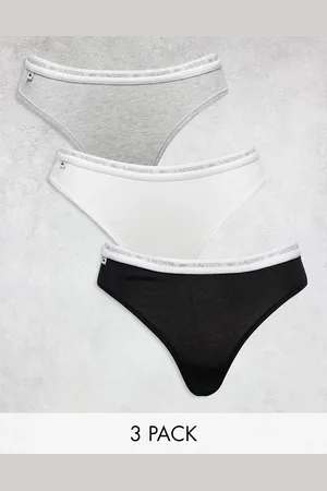 Lacoste 3 pack thongs in black grey white