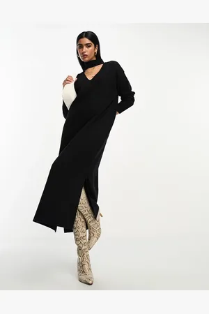 ASOS Supersoft choker detail long sleeve midi jumper dress in