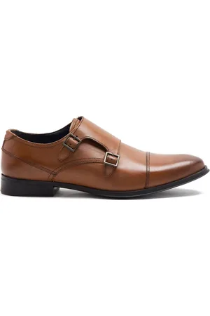 Thomas Crick BOYCIE double monk strap formal leather shoes in tan