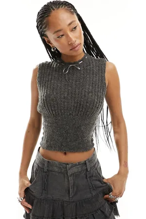 COLLUSION Lace trim knitted vest in