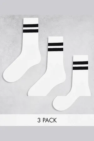 Weekday 3-pack stripe sport socks in with black stripe