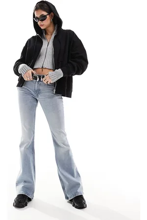 Weekday Flame low waist flared jeans in stone
