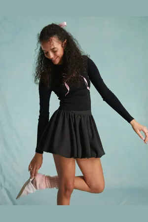 Miss Selfridge Tailored puffball mini skirt in charcoal