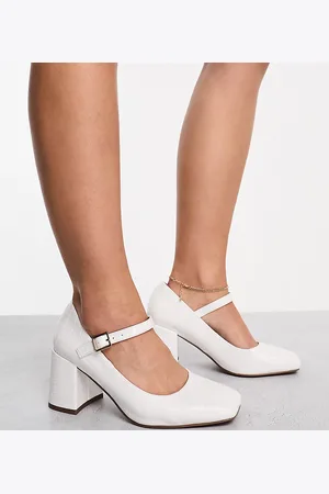 ASOS Wide Fit Selene mary jane mid block heeled shoes in croc