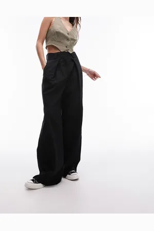 Topshop Darted hem detail tailored wide leg trouser in