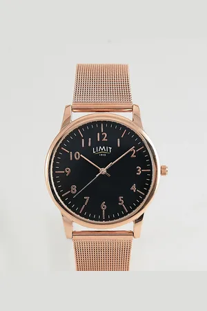 Limit Mesh stainless steel bracelet watch with dial in rose & black