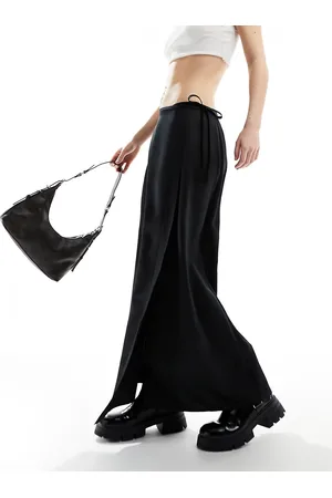 COLLUSION Satin wrap slip skirt with tie waist in