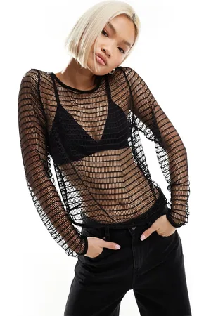 Noisy May Long sleeve mesh top in