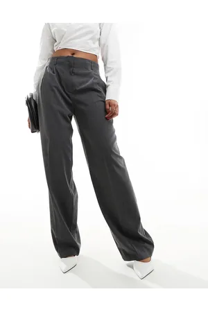 Mango high waisted slim tailored trouser in black