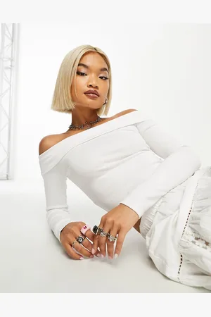Bershka Bardot soft touch long sleeve top co-ord in