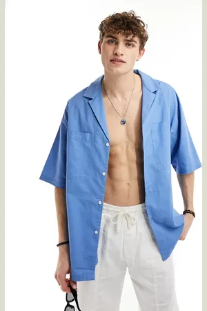 ASOS 90s oversized shirt with deep revere collar in