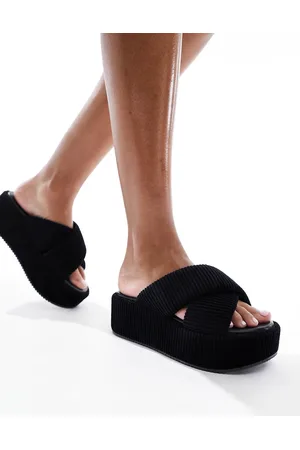 ASOS Thunder padded cross strap flatform sandals in