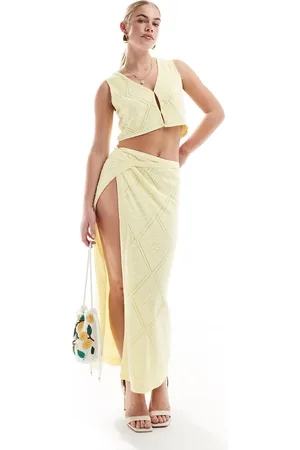 SNDYS Fine knit tie detail maxi skirt co-ord in
