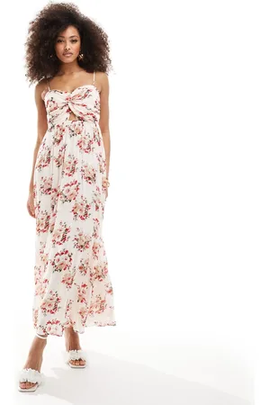 & OTHER STORIES Midaxi bustier dress with keyhole twist front detail in floral print