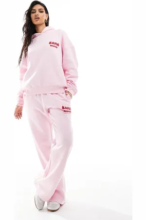 Kaiia Design bubble logo wide leg joggers co-ord in and red