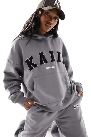 Kaiia Sport logo oversized hoodie co-ord in dark