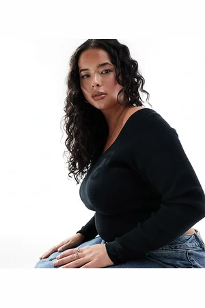 ASOS ASOS DESIGN Curve knitted off shoulder bardot top in