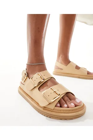 Schuh Talbot double buckle sandals in ecru