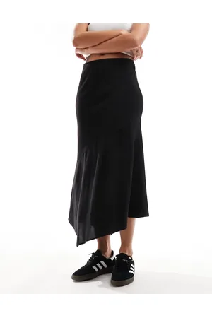 Weekday Marita asymmetric satin midi skirt in