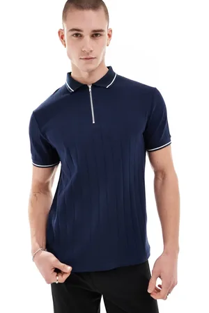 ASOS Rib polo in with white tipping