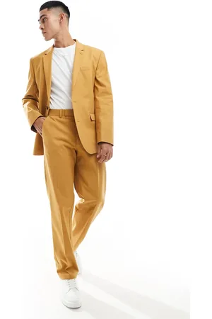 ASOS Straight with linen suit trouser in rust