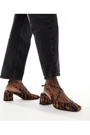 ASOS Sawyer square toe block heeled mid shoes in leopard