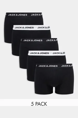JACK & JONES 5 pack trunks in and white with logo waistband