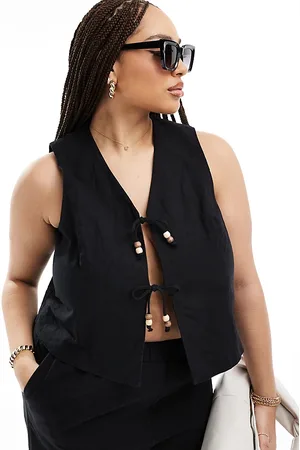 4th & Reckless Exclusive beaded tie front waistcoat co-ord in