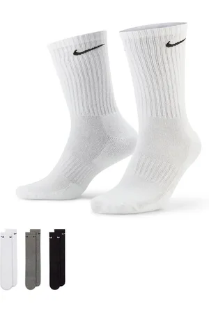 Nike Everyday Cushioned 3 pack crew sock in white, grey and black