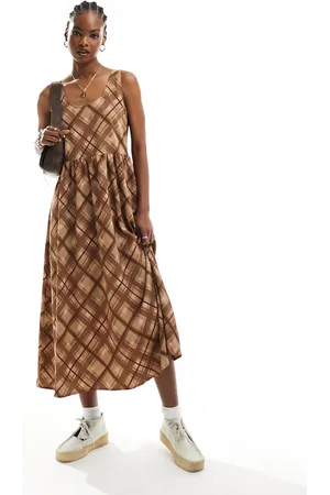 Daisy Street Midi smock dress in check