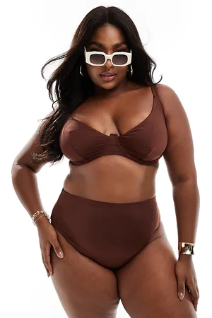 ASOS Curve Maya step front underwired bikini top in chocolate