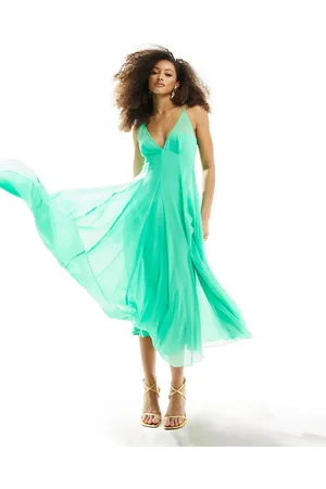 ASOS Cami strappy midi skater dress with godet in bright