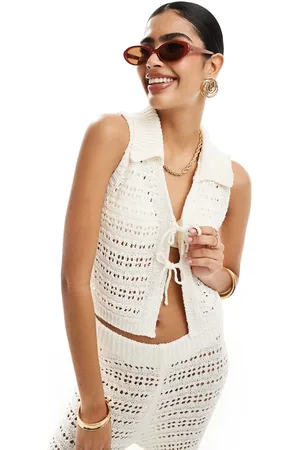 ASOS Knitted split front waistcoat co-ord in stitch detail in