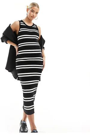 ASOS ASOS DESIGN Maternity knitted tank midaxi dress in stripe
