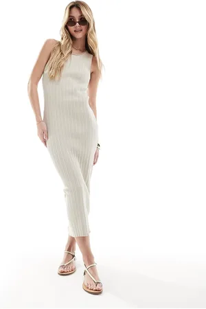 ASOS Knitted tank midaxi dress in stone