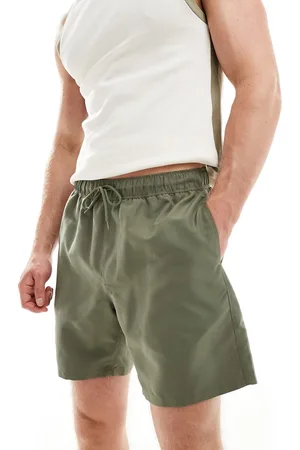 ASOS Swim shorts in mid length in khaki