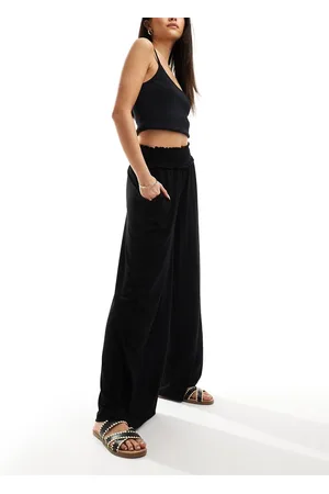 ASOS Shirred waist wide leg trouser in
