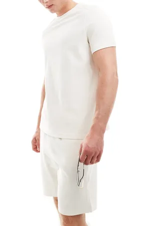 Bershka Textured co-ord t-shirt in ecru