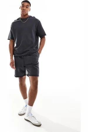 Bershka Raw edge washed co-ord short in