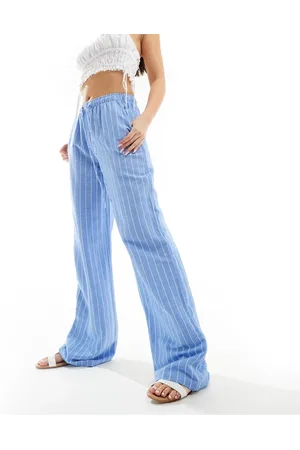 Stradivarius STR rustic pull on trouser in pinstripe