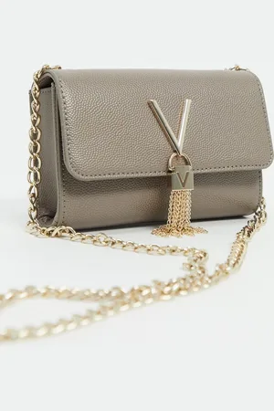 VALENTINO Valentino Divina foldover tassel detail cross body bag in taupe