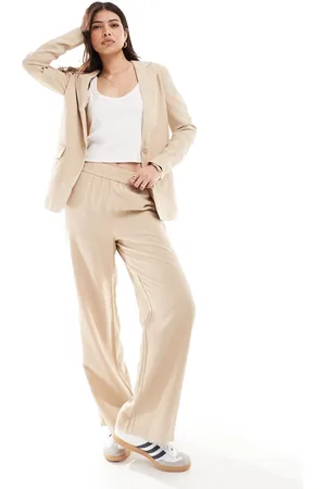 VERO MODA Tailored mix and match wide leg trouser co-ord in cream