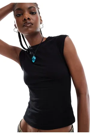 Weekday Lara slim fit top with cap sleeves in