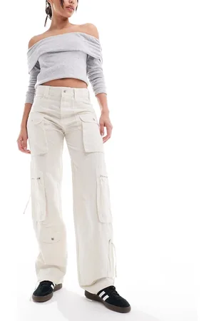 Stradivarius Baggy utility jean in sand